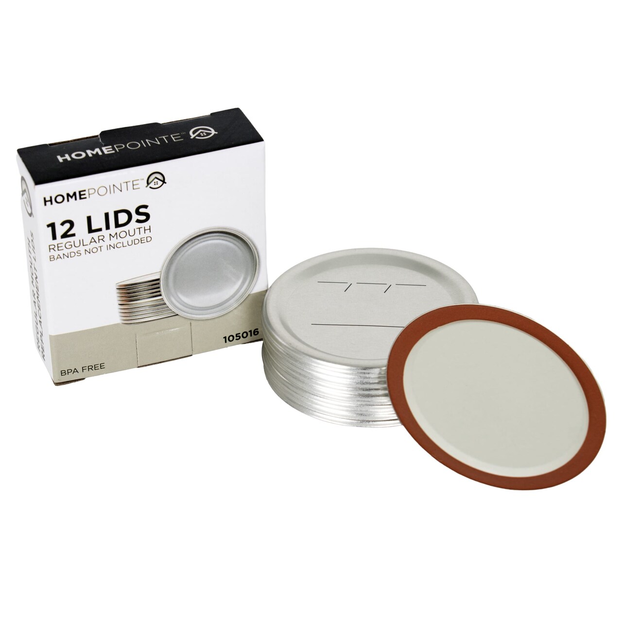 HomePointe Canning Lids, Regular Mouth Mason Jar Lids, Fits Regular Mouth Glass Jars, Food Preservation for Canning Pickling and Storage, One Pack of 12